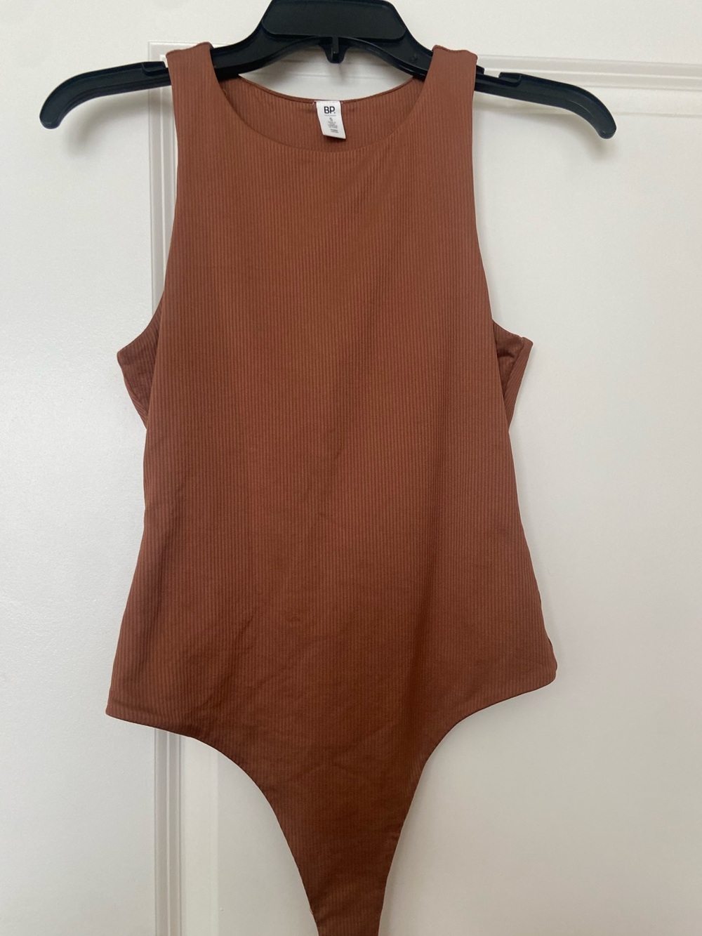 BP Ribbed Tank Bodysuit in Rust Brown
